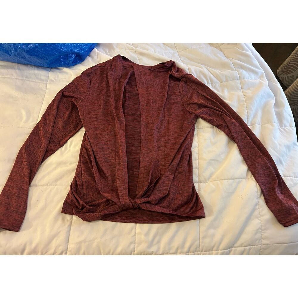 NEW Real Essentials Dry-Fit Long Sleeve  Tie Back Open Back Crop Top Athletic M